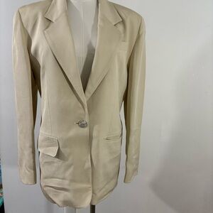 Talbots Petites Women’s Sz 6 Cream Ivory 100% Silk Blazer Jacket Lined Button